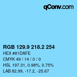 カラーコード: RGB 129.9 218.2 254 | qconv.com