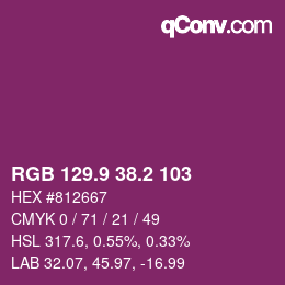 カラーコード: RGB 129.9 38.2 103 | qconv.com