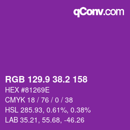 カラーコード: RGB 129.9 38.2 158 | qconv.com