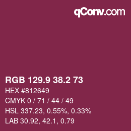 Color code: RGB 129.9 38.2 73 | qconv.com