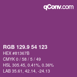カラーコード: RGB 129.9 54 123 | qconv.com