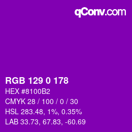 Color code: RGB 129 0 178 | qconv.com