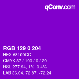 颜色代码: RGB 129 0 204 | qconv.com