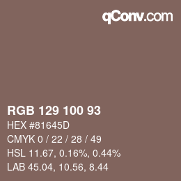Farbcode: RGB 129 100 93 | qconv.com