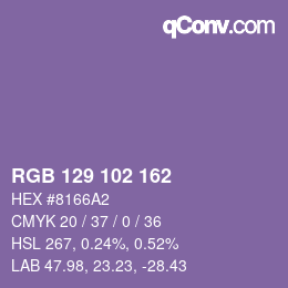 Color code: RGB 129 102 162 | qconv.com