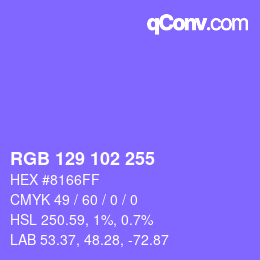 Color code: RGB 129 102 255 | qconv.com