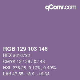 Color code: RGB 129 103 146 | qconv.com