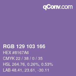 Color code: RGB 129 103 166 | qconv.com