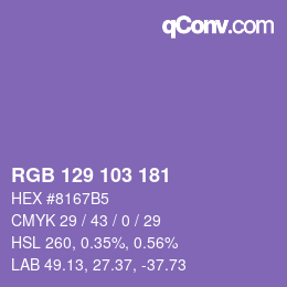 Color code: RGB 129 103 181 | qconv.com