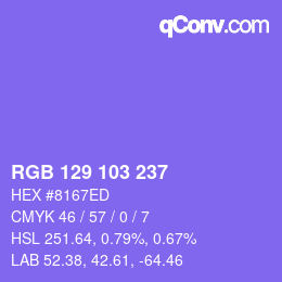 Color code: RGB 129 103 237 | qconv.com