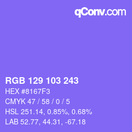 Color code: RGB 129 103 243 | qconv.com