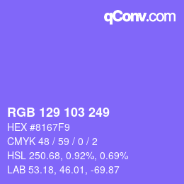 Color code: RGB 129 103 249 | qconv.com