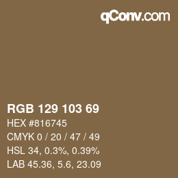 Color code: RGB 129 103 69 | qconv.com