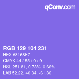 Color code: RGB 129 104 231 | qconv.com