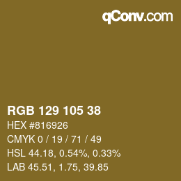 カラーコード: RGB 129 105 38 | qconv.com