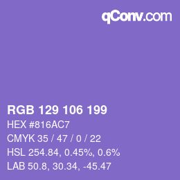 Color code: RGB 129 106 199 | qconv.com