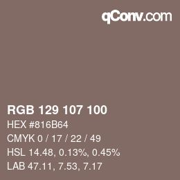 Code couleur: RGB 129 107 100 | qconv.com