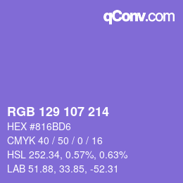 颜色代码: RGB 129 107 214 | qconv.com