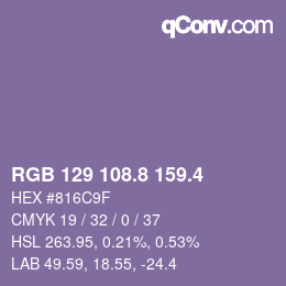 カラーコード: RGB 129 108.8 159.4 | qconv.com
