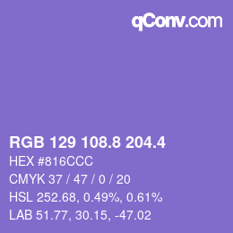 カラーコード: RGB 129 108.8 204.4 | qconv.com