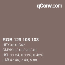 Farbcode: RGB 129 108 103 | qconv.com