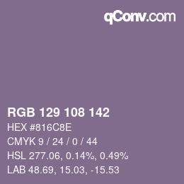 Color code: RGB 129 108 142 | qconv.com