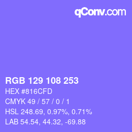 カラーコード: RGB 129 108 253 | qconv.com