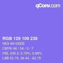 Color code: RGB 129 109 238 | qconv.com