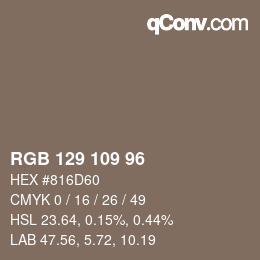 Color code: RGB 129 109 96 | qconv.com