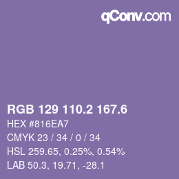 カラーコード: RGB 129 110.2 167.6 | qconv.com