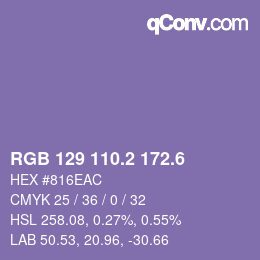 カラーコード: RGB 129 110.2 172.6 | qconv.com