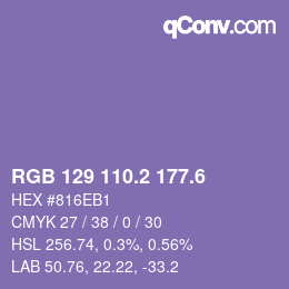 カラーコード: RGB 129 110.2 177.6 | qconv.com