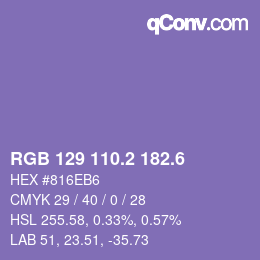 カラーコード: RGB 129 110.2 182.6 | qconv.com