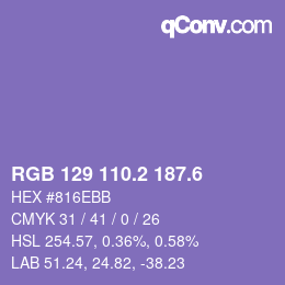 カラーコード: RGB 129 110.2 187.6 | qconv.com