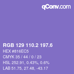 カラーコード: RGB 129 110.2 197.6 | qconv.com