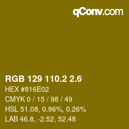 カラーコード: RGB 129 110.2 2.6 | qconv.com