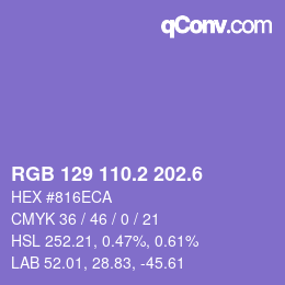 カラーコード: RGB 129 110.2 202.6 | qconv.com