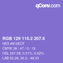 カラーコード: RGB 129 110.2 207.6 | qconv.com