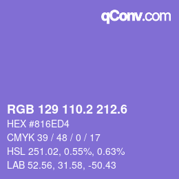 カラーコード: RGB 129 110.2 212.6 | qconv.com