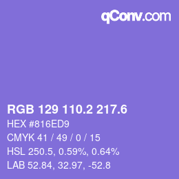 カラーコード: RGB 129 110.2 217.6 | qconv.com