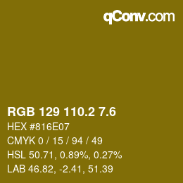カラーコード: RGB 129 110.2 7.6 | qconv.com