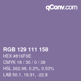 カラーコード: RGB 129 111 158 | qconv.com