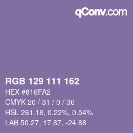 Color code: RGB 129 111 162 | qconv.com