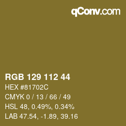 Color code: RGB 129 112 44 | qconv.com