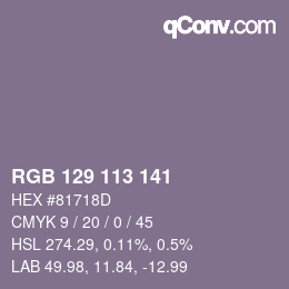 カラーコード: RGB 129 113 141 | qconv.com