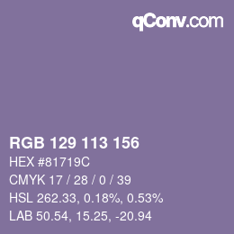 Color code: RGB 129 113 156 | qconv.com