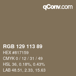 Color code: RGB 129 113 89 | qconv.com