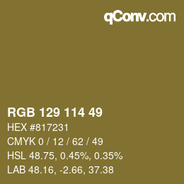Farbcode: RGB 129 114 49 | qconv.com
