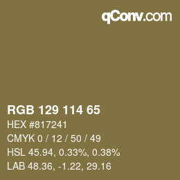 颜色代码: RGB 129 114 65 | qconv.com