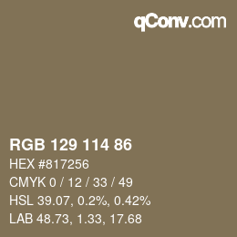 Farbcode: RGB 129 114 86 | qconv.com